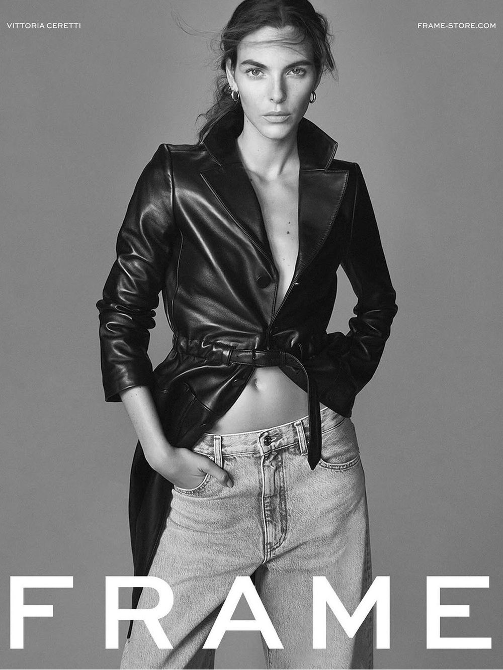 Frame Denim Black The Long Lamb Leather Belted Trench Jacket